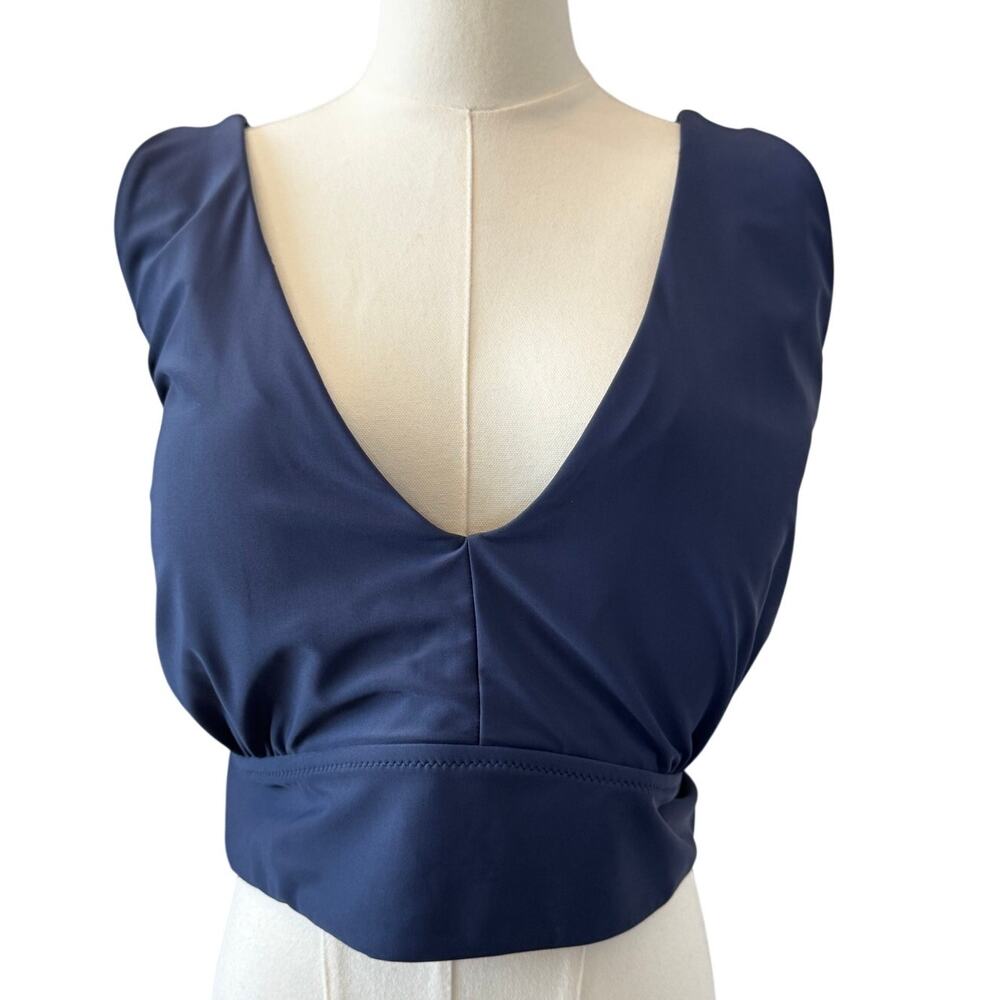 New UNIVERSAL STANDARD Women's Navy Criss Cross Tie Back Bikini Top Size 2XL